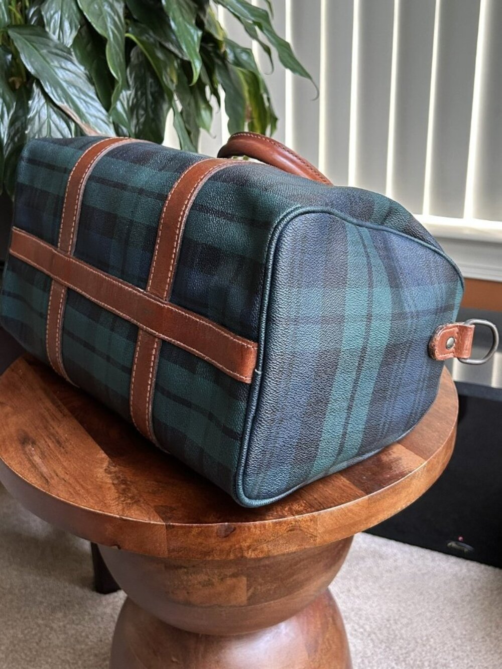 POLO RALPH LAUREN Tartan Plaid Boston Bag, Forest Green, Navy - Picture 12 of 15